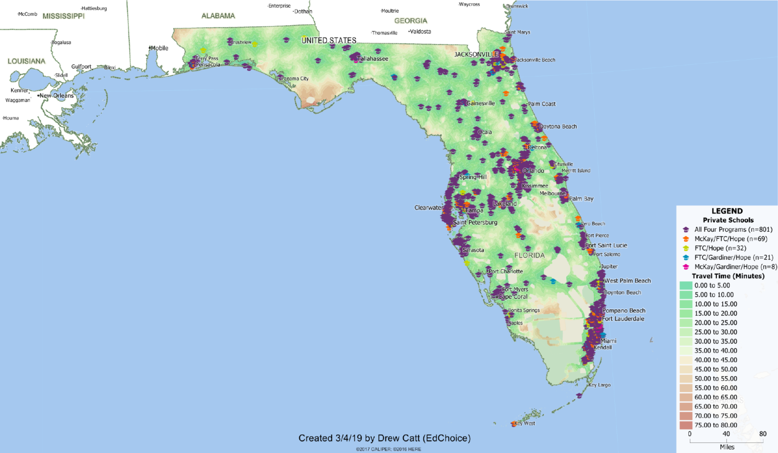 Mapping Drive Times to Hope Scholarship-Accepting Private Schools in ...