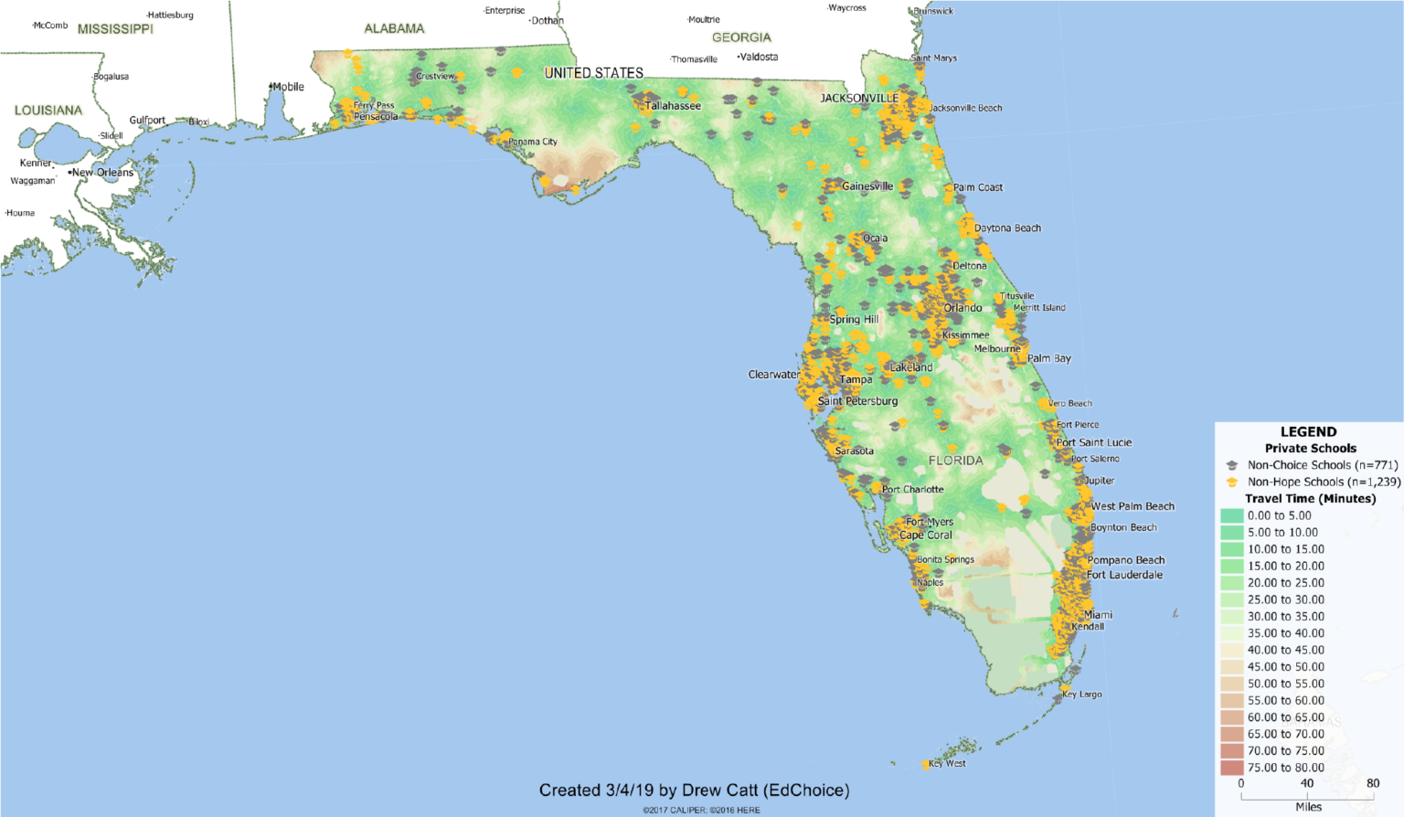 Mapping Drive Times to Hope Scholarship-Accepting Private Schools in ...